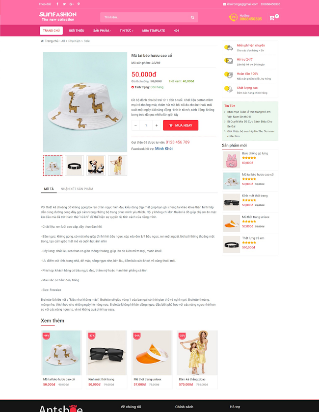 Giao diện web bán hàng SunFashion Giao diện web bán hàng SunFashion